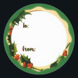 Christmas Holly-Geschenk Runder Aufkleber<br><div class="desc">Dieser hübsche Aufkleber ist die letzte Touch für alle Ihre Geschenke! Bestellen ist sicher,  schnell und macht Spaß. Frohe Weihnachten!</div>