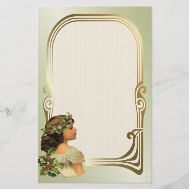 Christmas Holly Girl Briefpapier (Vorderseite)