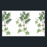 Christmas Holly & Ivy Sprigs Botanische Stickers<br><div class="desc">Weihnachten Holly & Ivy Sprigs Botanische Wasserfarben-Holly und Efeu Sprigs in einem botanischen Stil Wasserfarbe,  ein ideales Design für Weihnachten!</div>