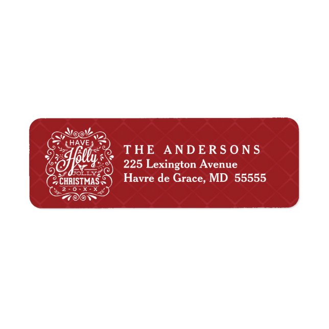 Christmas Holly Jolly Chalk Art Address Labels (Vorne)