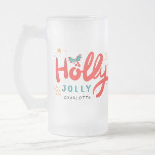 Christmas Holly Jolly Fun Winter Personalisiert Na Mattglas Bierglas