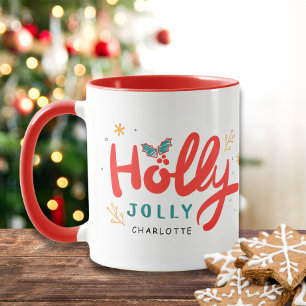 Christmas Holly Jolly Fun Winter Personalisiert Na Tasse