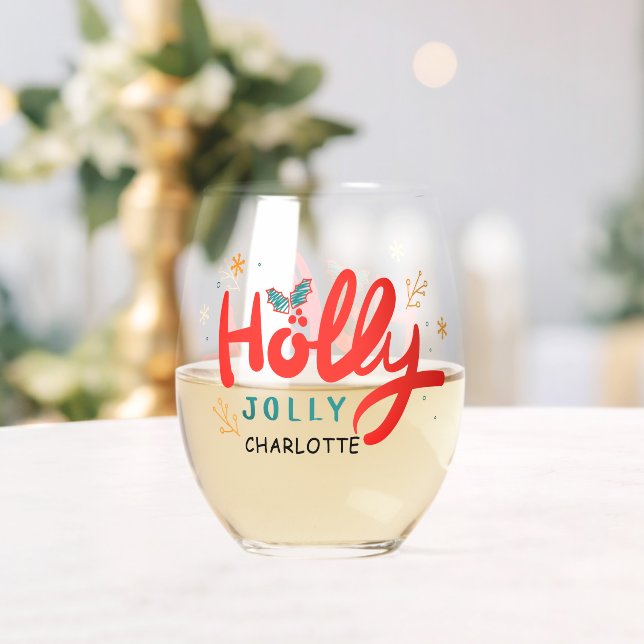 Christmas Holly Jolly Fun Winter Personalisiert Na Weinglas Ohne Stiel (Insitu (Hochzeit))
