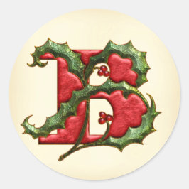Christmas Holly Monogram B Umschlag Aufkleber