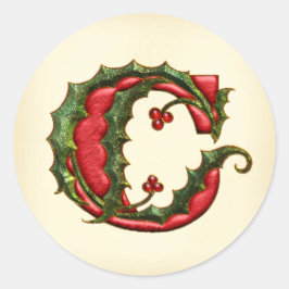Christmas Holly Monogram C Umschlag Aufkleber