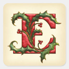 Christmas Holly Monogram E Umschlag Aufkleber