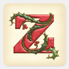 Christmas Holly Monogram Z Umschlag Aufkleber