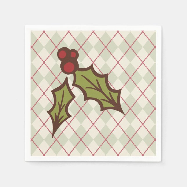 Christmas Holly Napkins Serviette (Vorderseite)