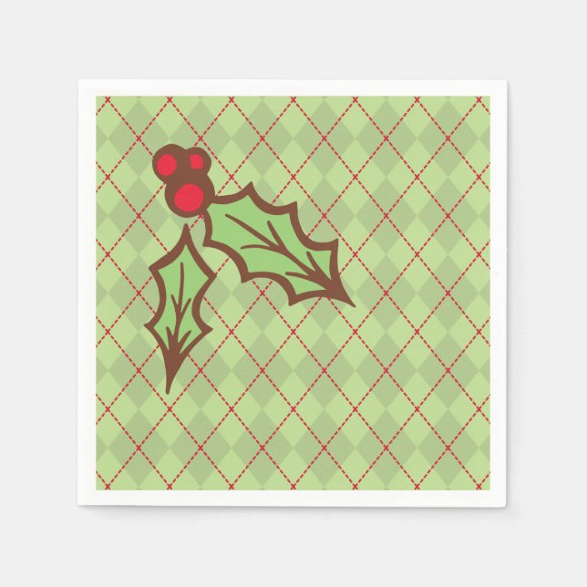 Christmas Holly Paper Napkins Serviette (Vorderseite)