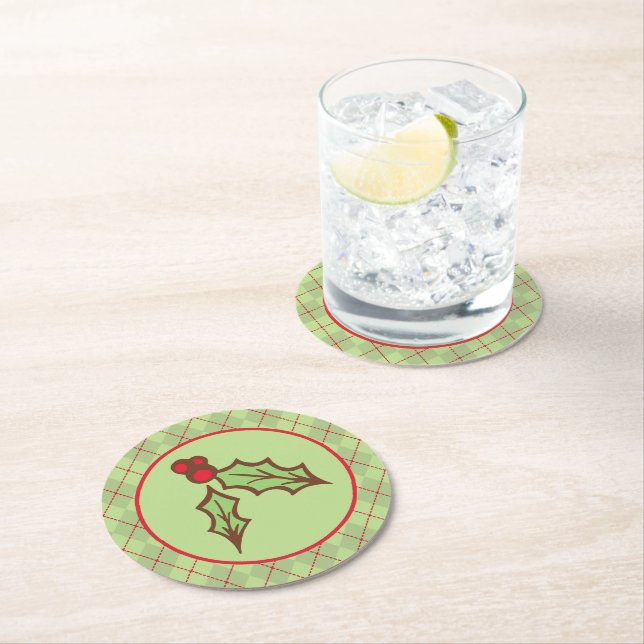 Christmas Holly Paper Untersetzer (Vor Ort)