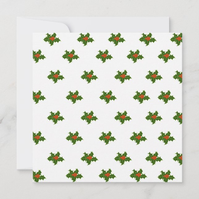 Christmas Holly Pattern Feiertagskarte (Vorderseite)
