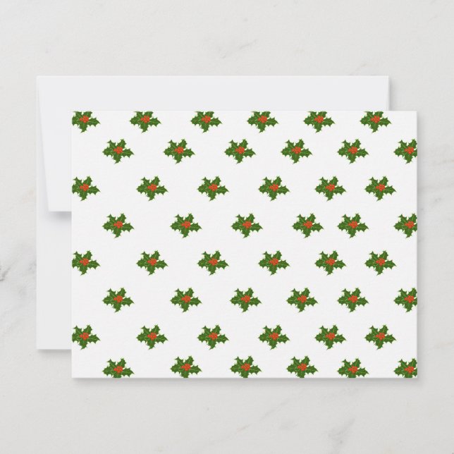 Christmas Holly Pattern Feiertagskarte (Vorderseite)