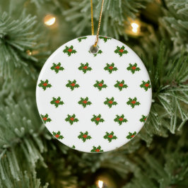 Christmas Holly Pattern Keramik Ornament