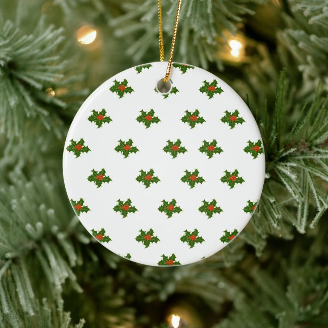 Christmas Holly Pattern Keramik Ornament (Baum)