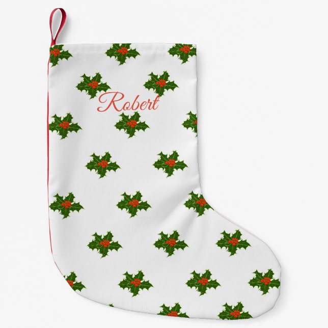 Christmas Holly Pattern Kleiner Weihnachtsstrumpf (Vorderseite)