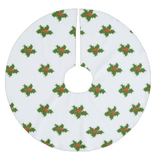 Christmas Holly Pattern Polyester Weihnachtsbaumdecke