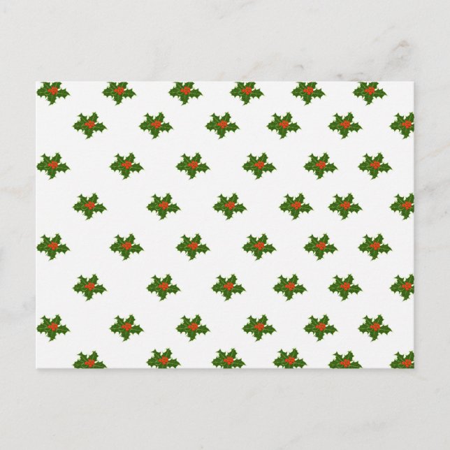 Christmas Holly Pattern Postkarte (Vorderseite)