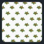 Christmas Holly Pattern Quadratischer Aufkleber<br><div class="desc">Häufig Holly mit roten Beeren Muster auf weißem Hintergrund. Ilex aquifolium,  die heilige,  gemeinsame heilige,  englische Heilige,  europäische Heilige,  oder gelegentlich Weihnachten Heilige,  ist eine Art blühender Pflanze in der Familie Aquifoliaceae. Weihnachtsdekoration.</div>