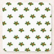 Christmas Holly Pattern Red Berries Green Blätter