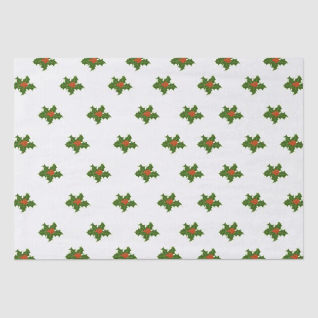 Christmas Holly Pattern Seidenpapier (Vorderseite)