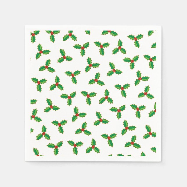 Christmas Holly Pattern Serviette (Vorderseite)