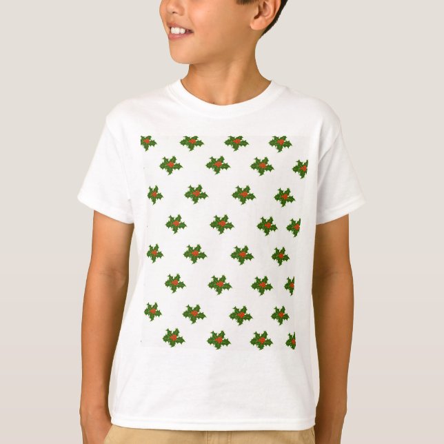 Christmas Holly Pattern T - Shirt (Vorderseite)