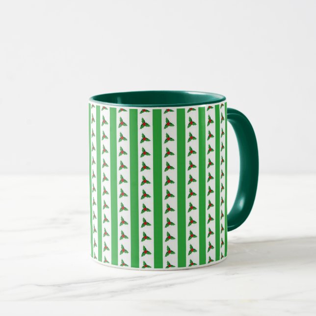 Christmas Holly Pattern Tasse (VorderseiteRechts)