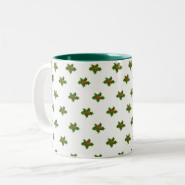 Christmas Holly Pattern Zweifarbige Tasse