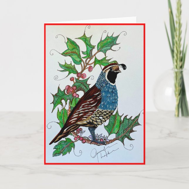 Christmas Holly Quail (Vorderseite)