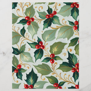 Christmas Holly Scrapbook Paper