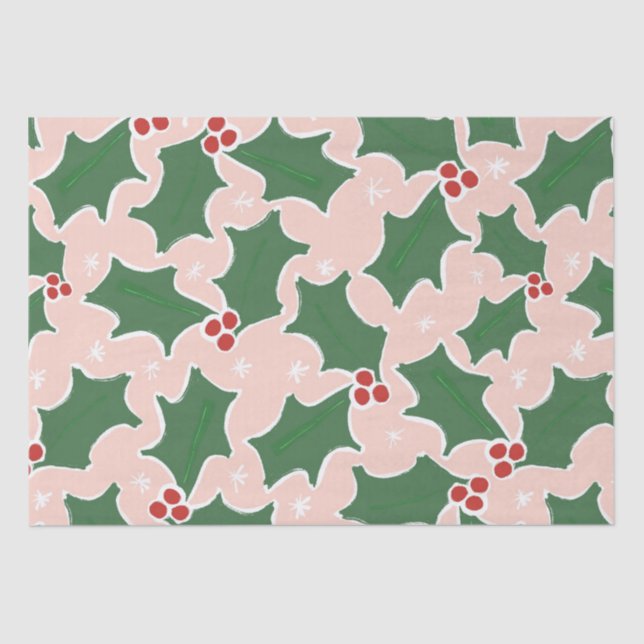Christmas Holly Tissue Paper Seidenpapier (Vorderseite)