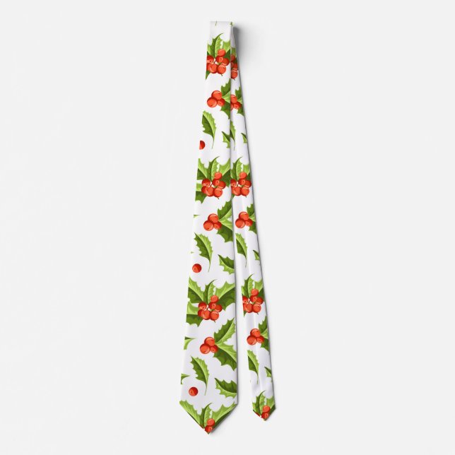 Christmas Holly und Berry Pattern Krawatte (Vorderseite)