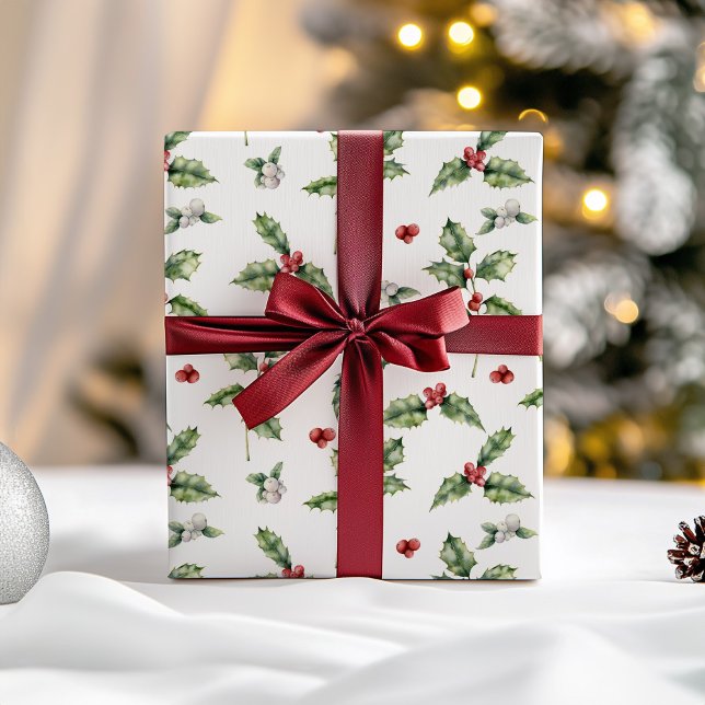 Christmas Holly und Mistletoe Geschenkpapier Set (Holly Christmas Wrapping Paper)