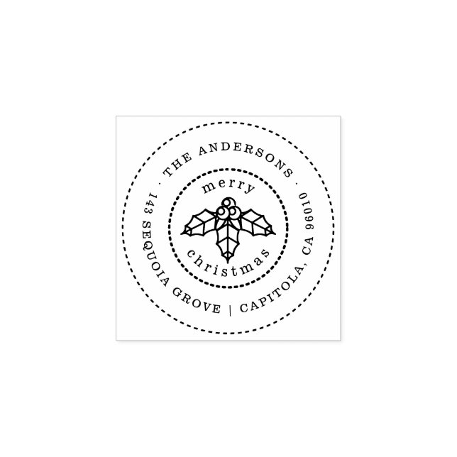 Christmas Holly Verlasse Familienname Rücksendeadr Gummistempel (Prägung)