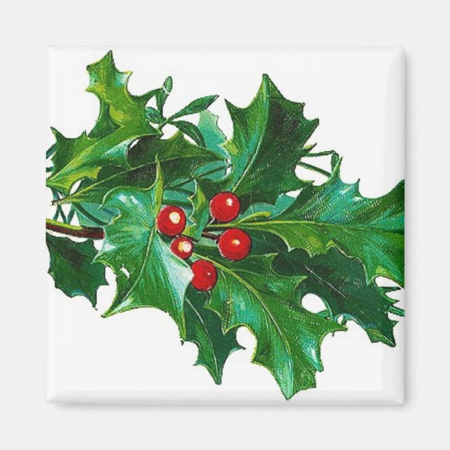 Christmas Holly Vintag Magnet (Vorne)