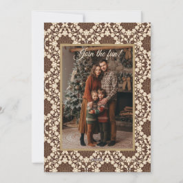 Christmas Holly, Vintage Cream & Brown Feiertagskarte