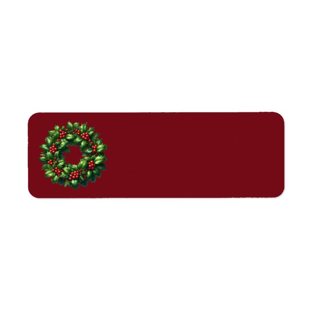 Christmas Holly Wreath Address Labels (Vorne)