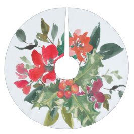 Christmas Holly Wreath Floral Polyester Weihnachtsbaumdecke