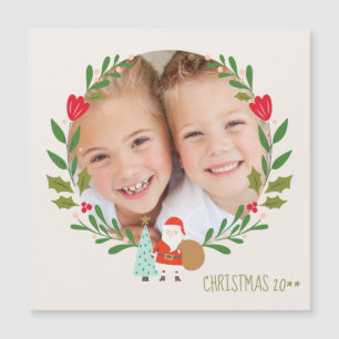Christmas Holly Wreath Foto Magnetkarte