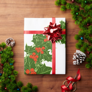 Christmas Holly Wreath Geschenkpapier