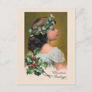 "Christmas Holly Wreath" Greeting Card Feiertagspostkarte