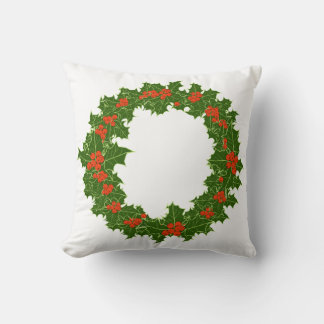 Christmas Holly Wreath Kissen