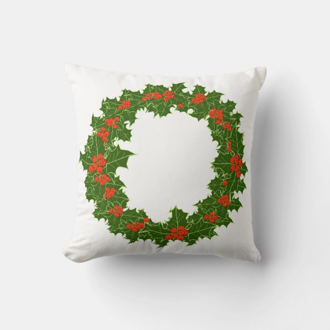 Christmas Holly Wreath Kissen (Vorderseite)