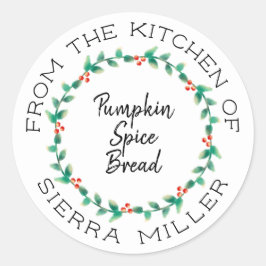 Christmas Holly Wreath Kitchen Leckereien Geschenk Runder Aufkleber