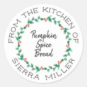 Christmas Holly Wreath Kitchen Leckereien Geschenk Runder Aufkleber