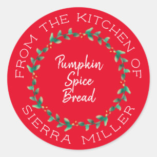 Christmas Holly Wreath Kitchen Leckereien Rotes La Runder Aufkleber