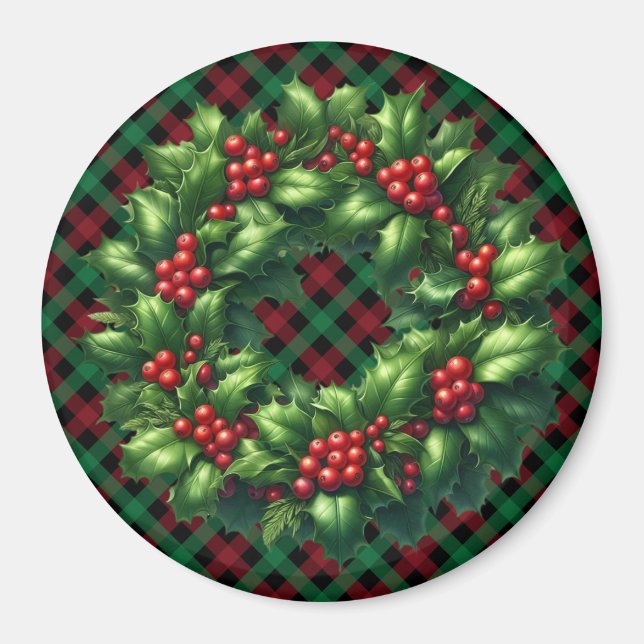 Christmas Holly Wreath Magnet (Vorne)