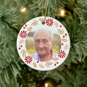 Christmas Holly Wreath Memorial Foto Keramik Ornament