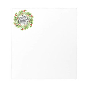 Christmas Holly Wreath Notepad Notizblock