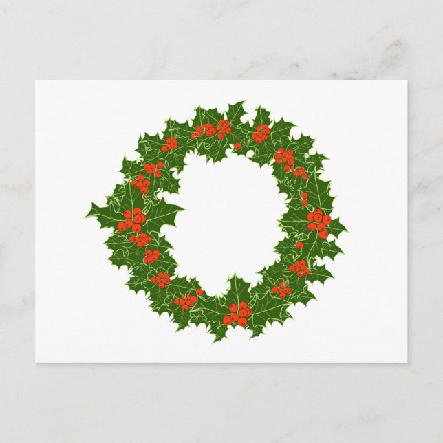 Christmas Holly Wreath Postkarte (Vorderseite)